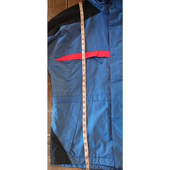 Vintage Lands End Mens Windbreaker Jacket Large Blue Hooded Full Zip Outdoors - Picture 12 of 13